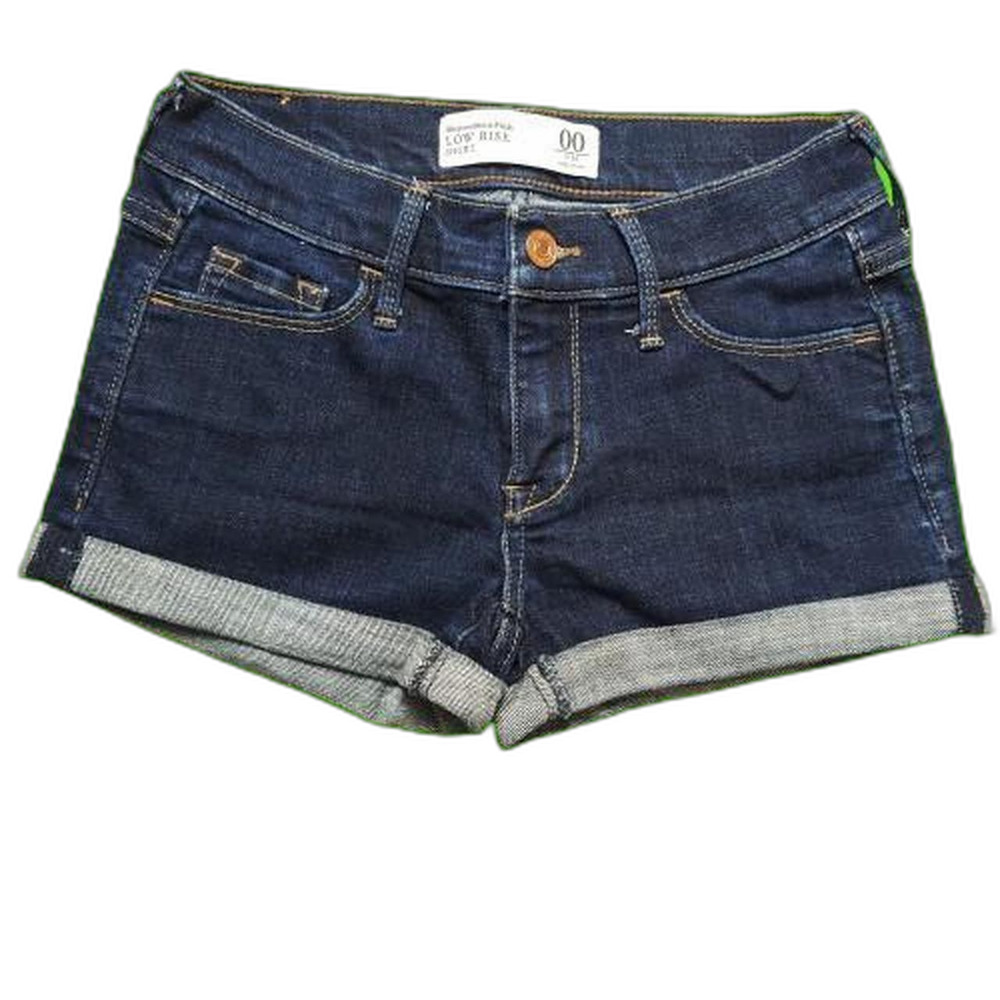 Abercrombie & Fitch Low Rise Denim Shorts Women’s 00 W24 Dark Wash Cuffed